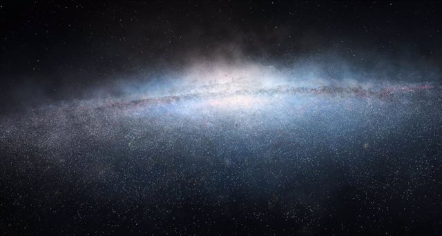 Los astrofísicos han reconstruido una galaxia enana destrozada en una colisión con la Vía Láctea, un hallazgo que podría ayudar en la búsqueda de materia oscura.