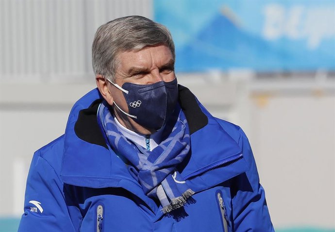 08 February 2022, China, Beijing: President of the International Olympic Committee Thomas Bach attends the Women's Freestyle Skiing Big Air Final at the Big Air Shougang during the Beijing 2022 Winter Olympic Games. Photo: David G. Mcintyre/ZUMA Press W