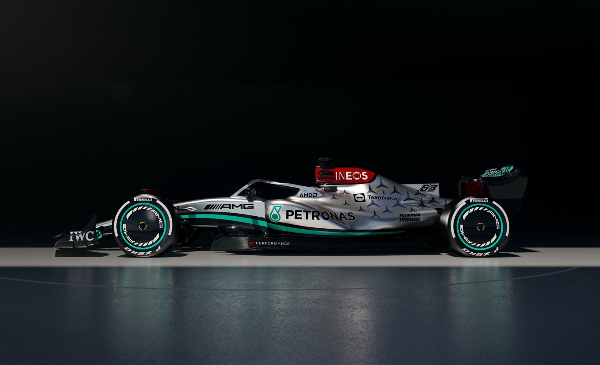 El monoplaza Mercedes-AMG F1 W13 E Performance del equipo Mercedes-AMG Petronas F1 Team para el Mundial 2022 de Fórmula 1