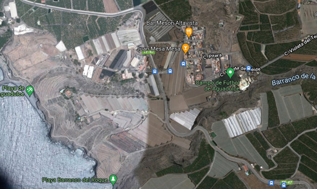 Ubicación del campo de fútbol de Agua Dulce