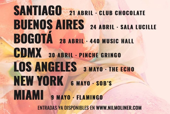 Cartell de concerts programats per la primera gira mundial del cantant catal Nil Moliner