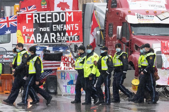 Protestas en Ottawa, Canadá, por las medidas decretadas contra la pandemia.