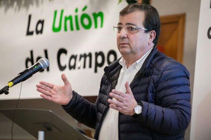 El presidente extremeño, Guillermo Fernández Vara, en la clausura del Congreso Regional de La Unión Extremadura.