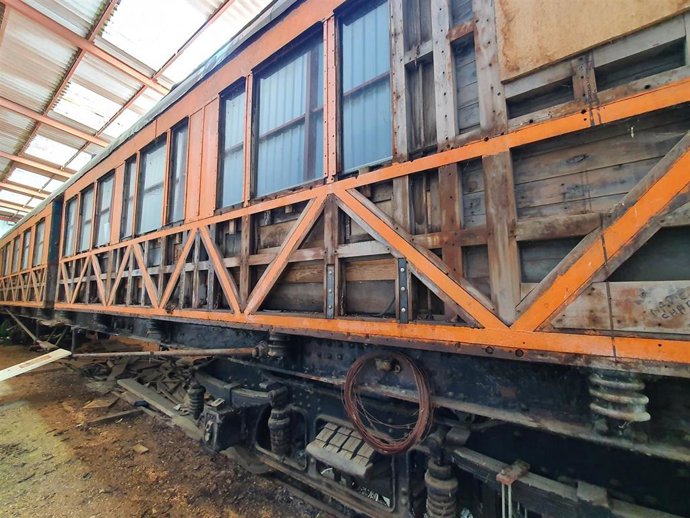 Exterior del vagón SS-3, que permanece en Almazán (Soria).
