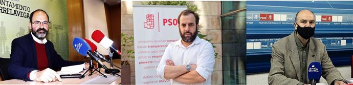 Los tres candidatos a liderar el PSOE de Torrelavega. De izda a derecha: José Luis Urraca, Otto Oyarbide y José Ramón Pelayo