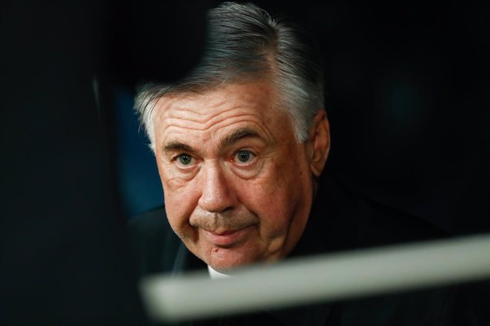 Carlo Ancelotti, coach of Real Madrid, looks on during the Spanish League, La Liga Santander, football match played between Real Madrid and Deportivo Alaves at Santiago Bernabeu stadium on February 19, 2022, in Madrid, Spain.