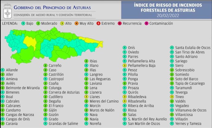 Mapa de riesgo por incendio forestal.