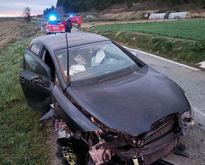 Salida de vía en Larraga