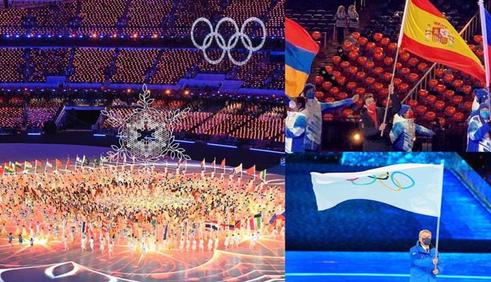 Ceremonia de clausura de los Juegos Olímpicos de Pekín 2022, con Adrián Díaz como abanderado español