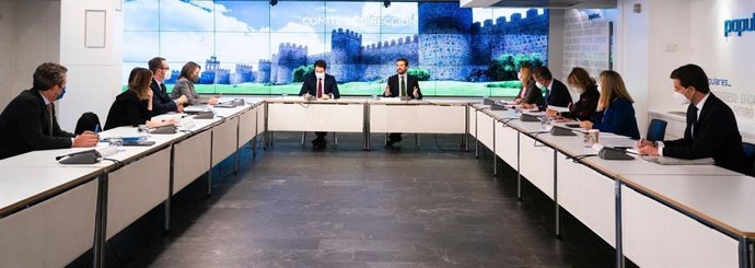Archivo - Arxivo - El president del PP, Pablo Casado, presideix la primera reunió del comit de direcció del PP de l'any 2022. A Madrid, a 12 de gener de 2022.