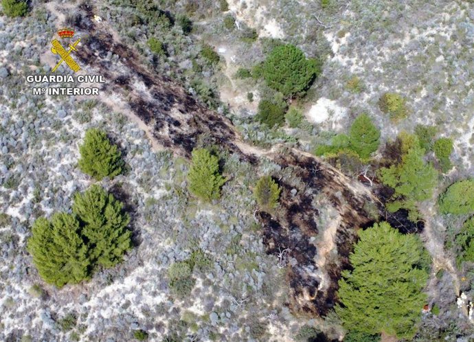Imagen aérea de la superficie quemada