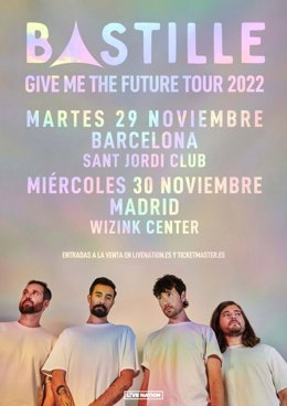 Cartel de los conciertos de Bastille en Barcelona y Madrid en noviembre de 2022