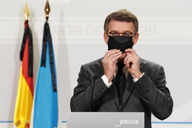 El presidente de la Xunta de Galicia, Alberto Núñez Feijóo, en rueda de prensa.