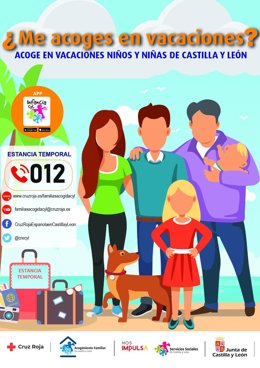 Cartel del Programa de Vacaciones en Estancias Temporales con niños y adolescentes protegidos en Castilla y León.