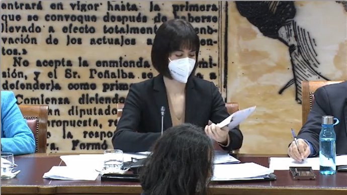 La ministra de Ciencia e Innovación, Diana Morant, en la Comisión de Ciencia, Innovación y Universidades del Senado, este lunes 21 de febrero de 2022