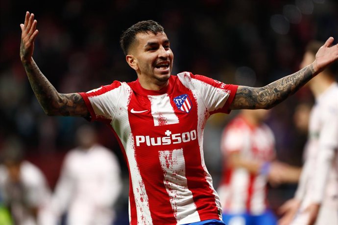Angel Correa of Atletico de Madrid celebrates a goal during the Spanish League, La Liga Santander, football match played between Atletico de Madrid and Getafe CF at Wanda Metropolitano stadium on February 12, 2022, in Madrid, Spain.