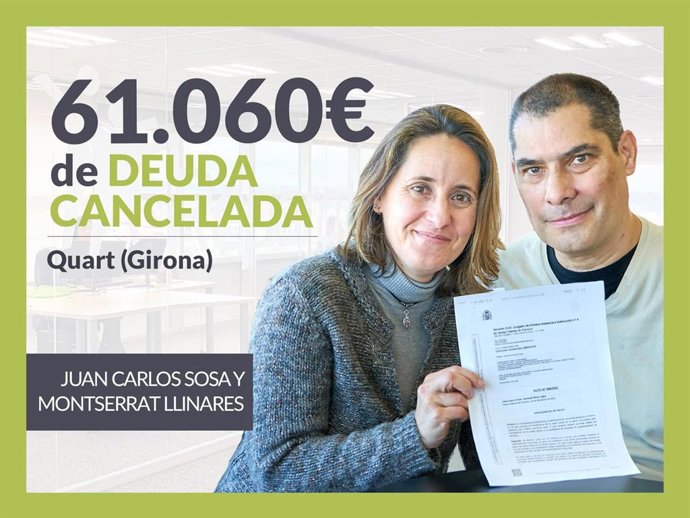 Juan Carlos Sosa y Montserrat Llinares, exonerados con Repara Tu Deuda 2022.