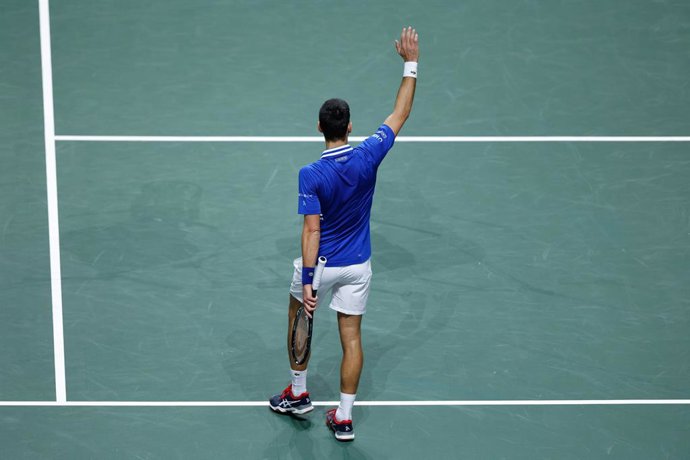 Archivo - Novak Djokovic of Serbia celebrates the victory during the Davis Cup Finals 2021, Semifinal 1, tennis match played between Croatia and Serbia at Madrid Arena pabilion on December 03, 2021, in Madrid, Spain.