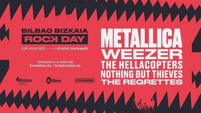 Cartel de actuación de Metallica en Bilbao