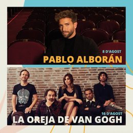 Pablo Alborán y La Oreja de Van Gogh actuarán en agosto en el Festival Arts d'Estiu