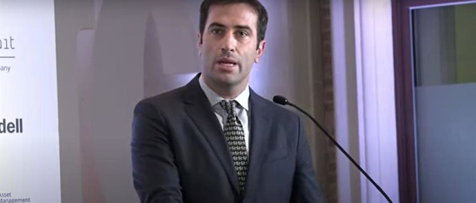 El secretario general del Tesoro, Carlos Cuerpo, durante su intervención en la segunda edición del Observatorio de Finanzas organizado por el diario 'El Español' e 'Invertia'