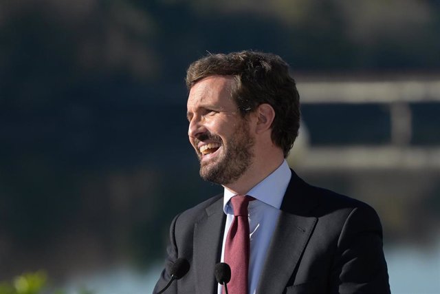 Archivo - El presidente del PP, Pablo Casado, interviene en la última Junta Directiva Provincial del PP de A Coruña de 2021, a 17 de diciembre de 2021, en A Coruña, Galicia, (España).
