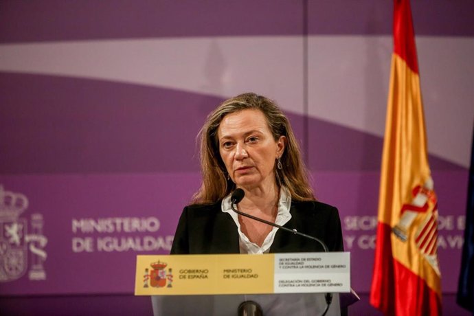 La delegada del Gobierno Contra la Violencia de Género, Victoria Rosell, ofrece una rueda de prensa en el Ministerio de Igualdad, a 17 de febrero de 2022, en Madrid (España). 