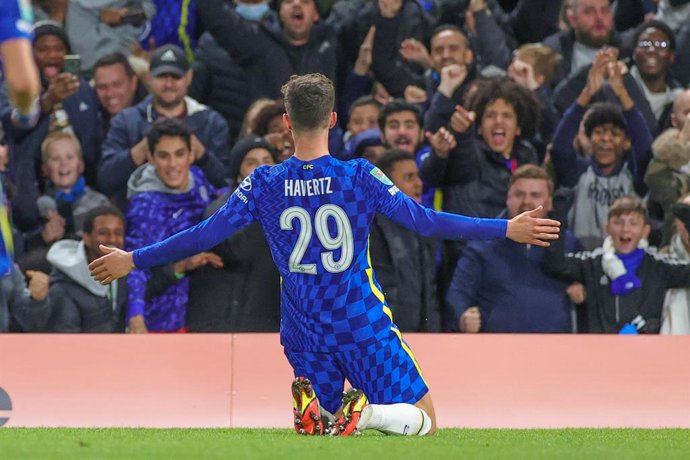 Archivo - Kai Havertz (29) of Chelsea celebrates his goal during the English League Cup, EFL Cup football match between Chelsea and Southampton on October 26, 2021 at Stamford Bridge in London, England - Photo Nigel Keene / ProSportsImages / DPPI