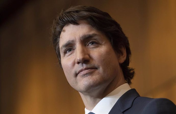 21 February 2022, Canada, Ottawa: Canadian Prime Minister Justin Trudeau speaks during a press conference conference. Photo: Adrian Wyld/Canadian Press via ZUMA Press/dpa