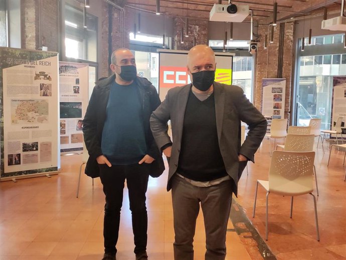 El secretario general de CC.OO. De Catalunya, Javier Pacheco, y el secretario general de CC.OO., Unai Sordo, este miércoles en Barcelona