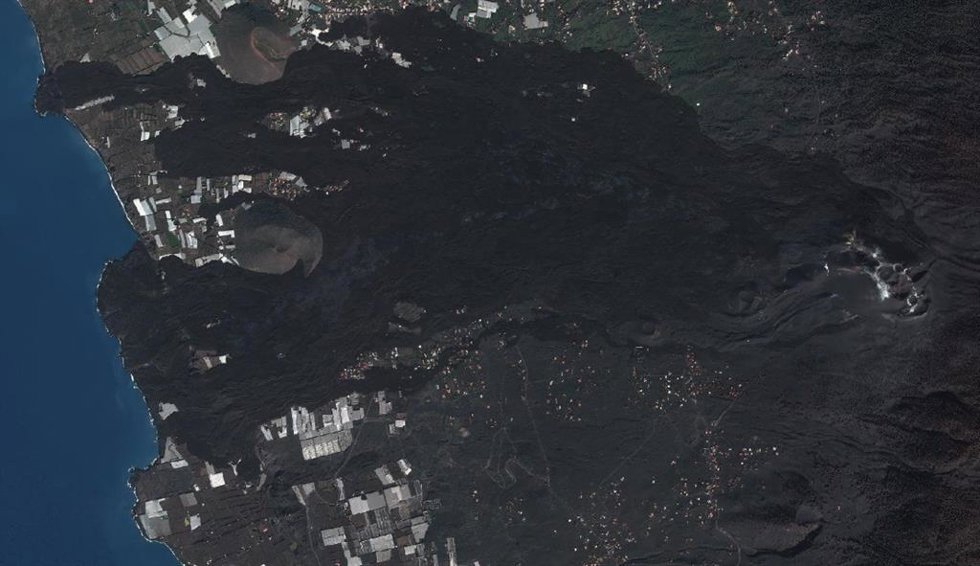 Grafcan publica la primera ortofoto de la zona de erupción del volcán de La Palma, tomada el pasado 14 de enero