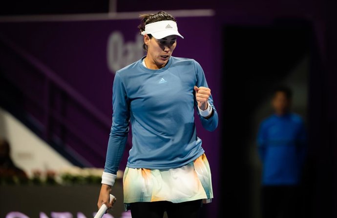 Garbine Muguruza of Spain in action during the second round of the 2022 Qatar TotalEnergies Open 2022 WTA 1000 tennis tournament
