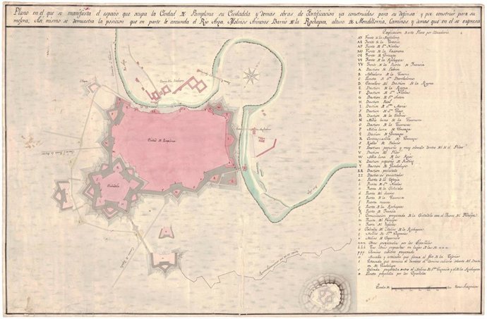 Plano del perímetro amurallado de Pamplona