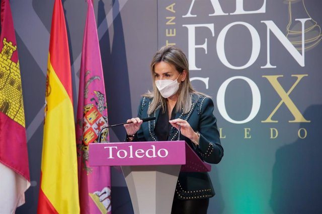 La alcaldesa de Toledo, Milagros Tolón, en rueda de prensa.