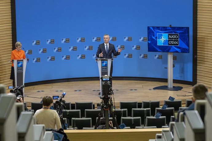 Jens Stoltenberg, secretari general de l'OTAN, compareix davant els mitjans.
