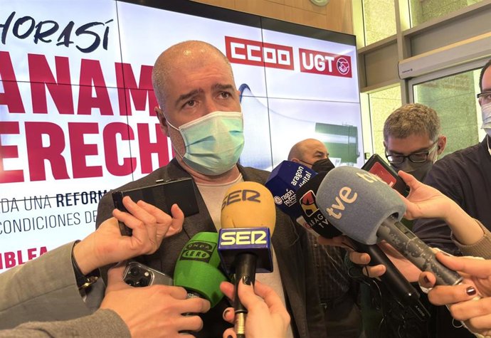 El secretario general de CCOO, Unai Sordo, en Zaragoza.