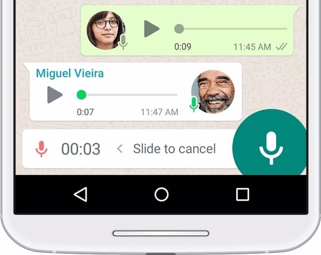 Mensajes de voz en WhatsApp.