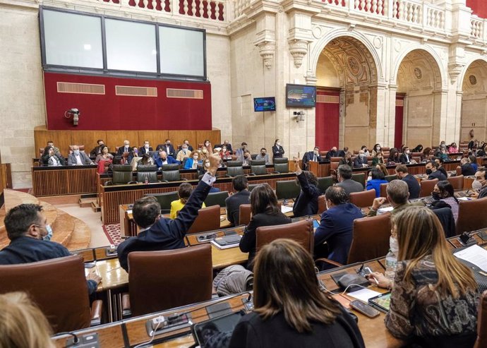Votación de una iniciativa en el Pleno del Parlamento andaluz.
