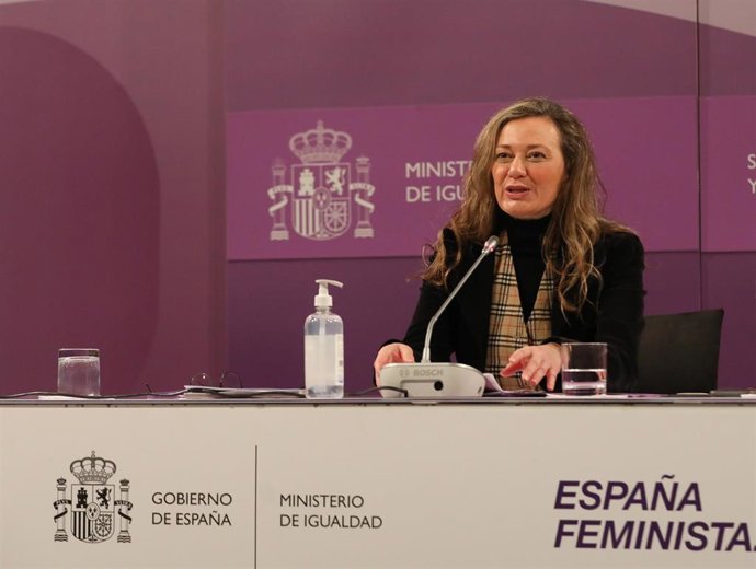 La delegada del Gobierno contra la Violencia de Género, Victoria Rosell, interviene en la presentación del estudio 'Prácticas de reparación de violencias machistas. Análisis y propuestas'.
