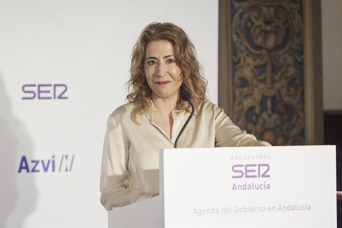 La Ministra de Transportes, Movilidad y Agenda Urbana, Raquel Sánchez, durante el ciclo Agenda del Gobierno en Andalucía de la Cadena SER en el Hotel Alfonso XIII.