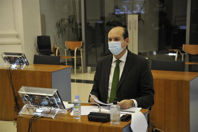 El diputado del PP Luis Alfonso Hernández Carrón en la Subcomisión de Asuntos Europeos y Acción Exterior de la Asamblea de Extremadura.