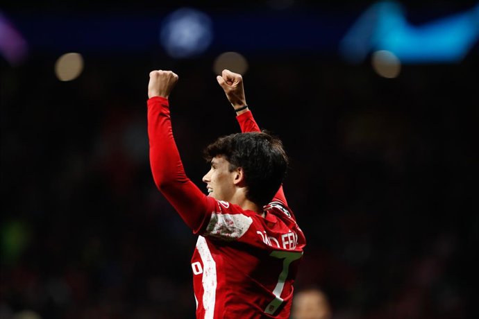 Joao Felix of Atletico de Madrid celebrates a goal during the UEFA Champions League, round of 16, football match played between Atletico de Madrid and Manchester United on February 23, 2022, in Madrid, Spain.