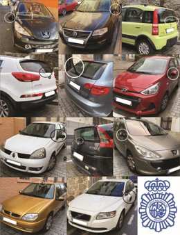 Daños en algunos de los vehículos estacionados en Béjar (Salamanca).