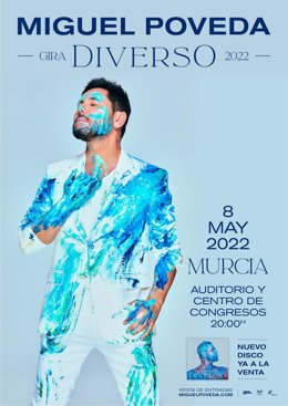Cartel del concierto que ofrecerá el artista Miguel Poveda en Murcia