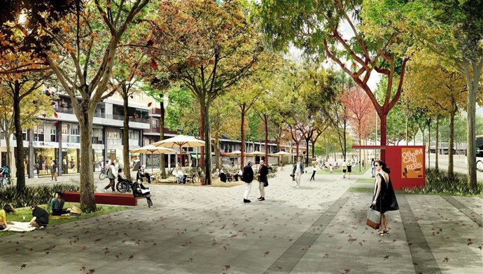 Imagen del futuro parque previsto en el entorno de la plaza Glries de Barcelona.