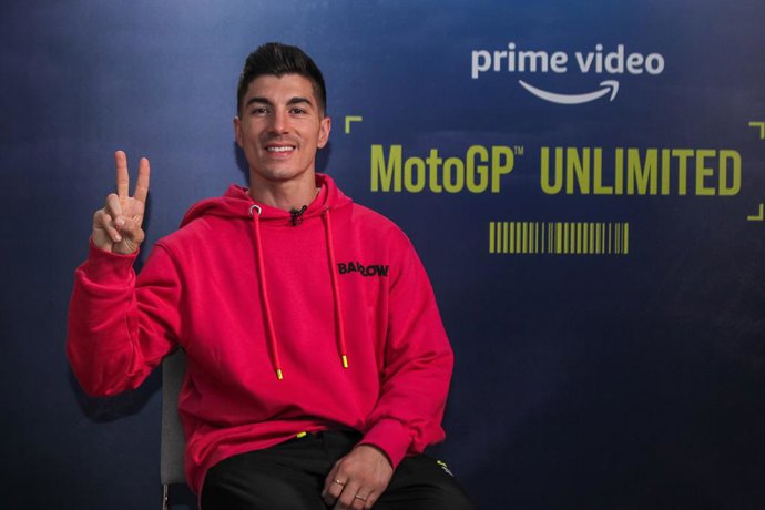Maverick Vinales, MotoGP rider, poses for photo during an Europa Press interview at Hotel Riu Plaza on February, 16, 2022, in Madrid, Spain.