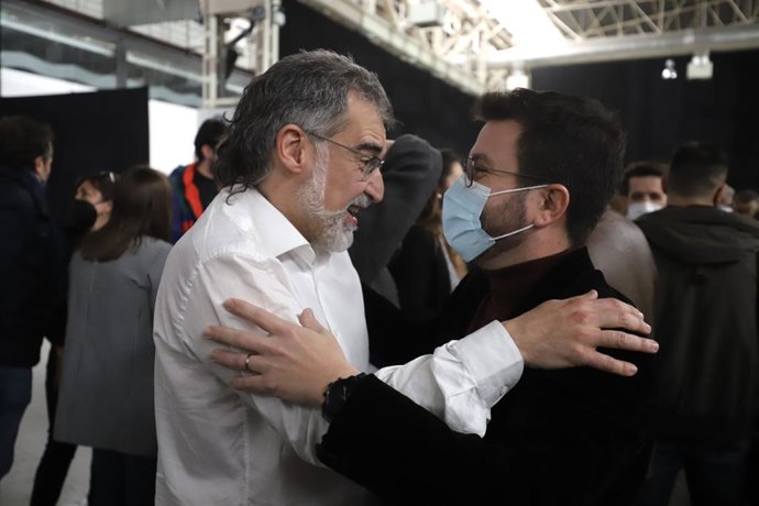 L'expresident d'mnium Cultural, Jordi Cuixart, i el president de la Generalitat, Pere Aragons
