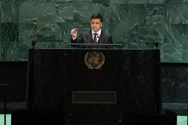 Archivo - Volodimir Zelenski en la Asamblea General de Naciones Unidas