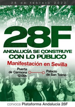 Cartel de la manifestación convocada para el 28F en Sevilla por el Día de Andalucía de 2022.