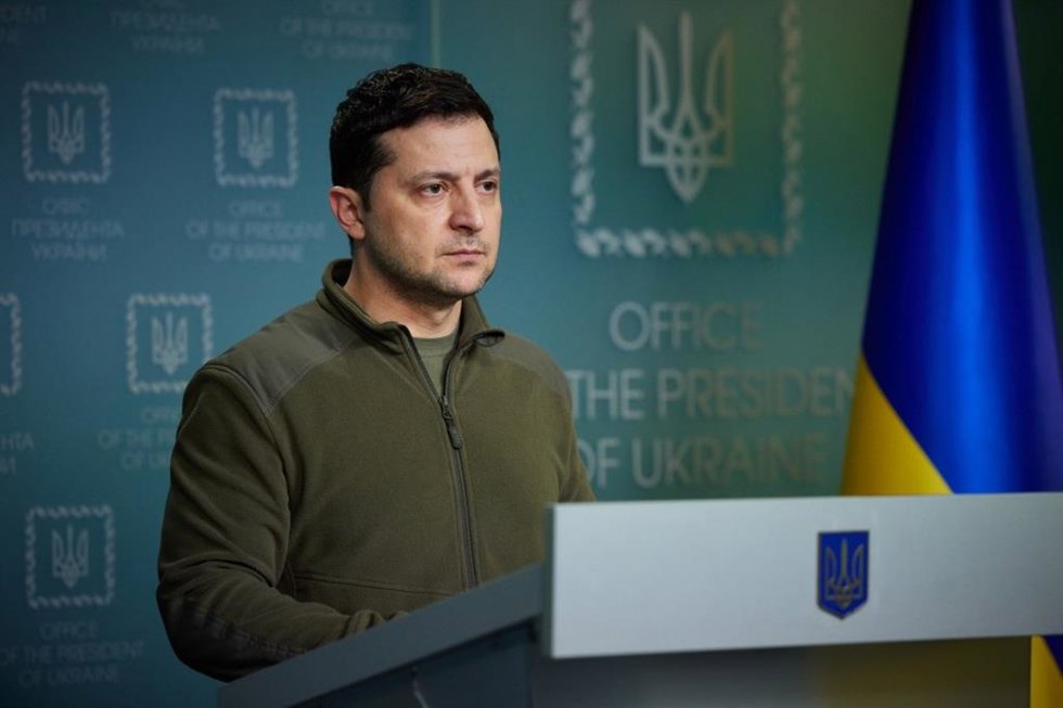 El presidente de Ucrania, Volodimir Zelenski, en una declaración institucional.